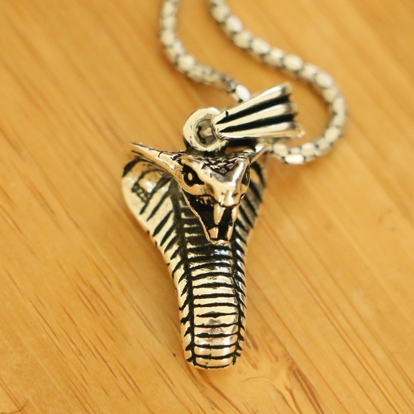 925 Sterling Silver COBRA Men's Necklace - Picture 3 of 7